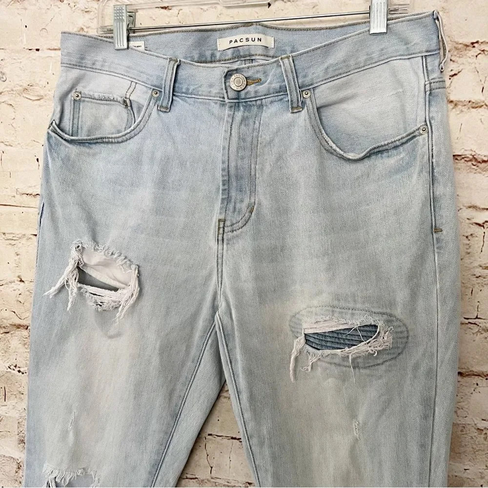 Pacsun mens stacked skinny jeans distressed